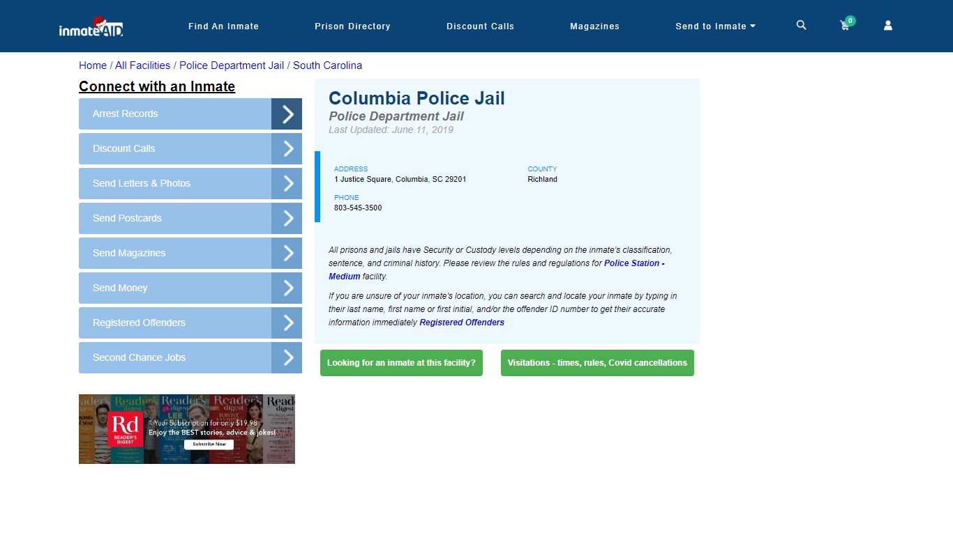Columbia Police Jail & Inmate Search - Columbia, SC